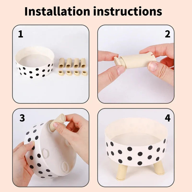 Black And White Polka Dot Checkerboard Pattern Cat Bowl