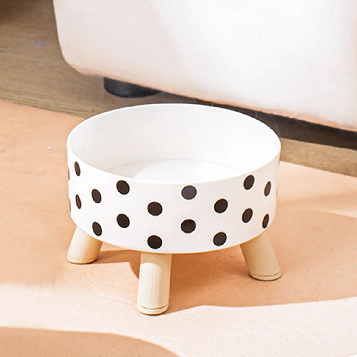 Black And White Polka Dot Checkerboard Pattern Cat Bowl