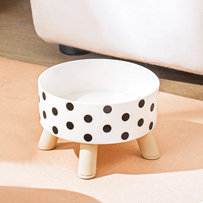 Black And White Polka Dot Checkerboard Pattern Cat Bowl