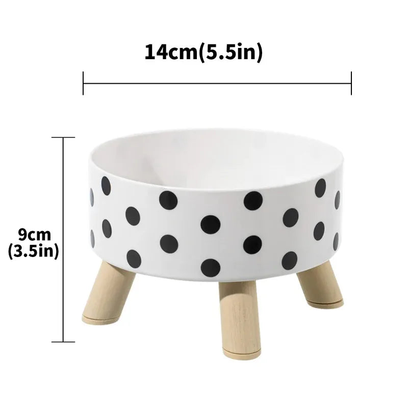 Black And White Polka Dot Checkerboard Pattern Cat Bowl