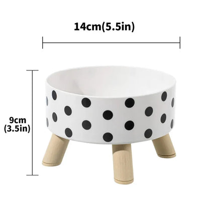 Black And White Polka Dot Checkerboard Pattern Cat Bowl
