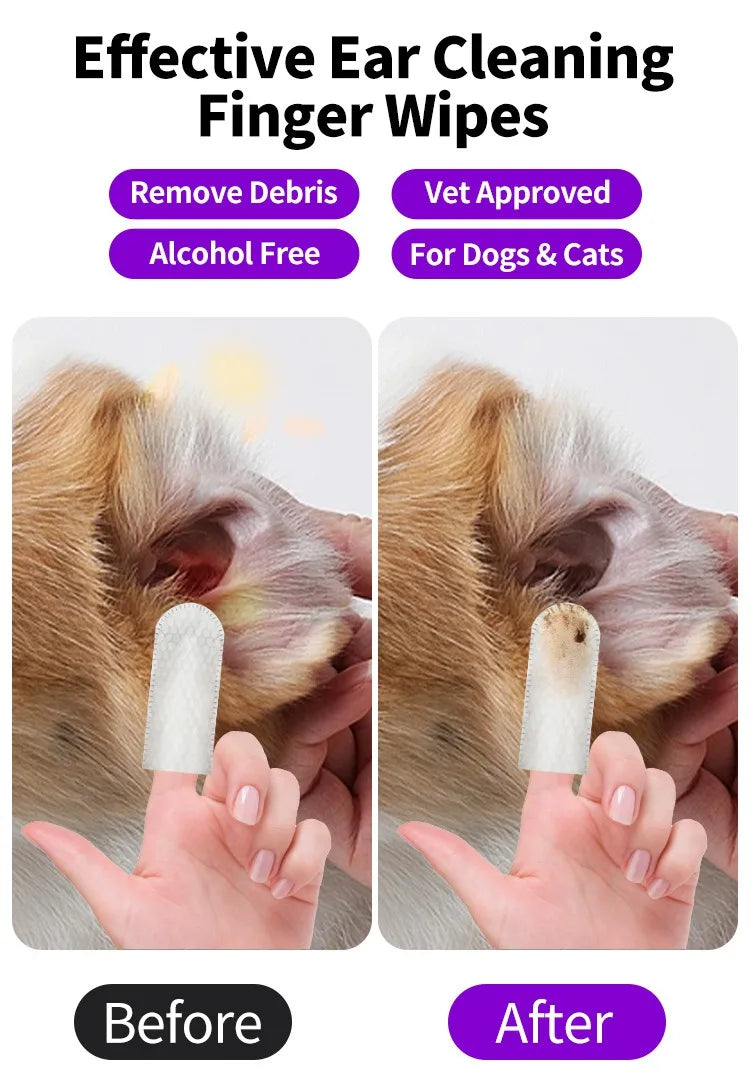 Pet Ear Cleaner Finger Wipes